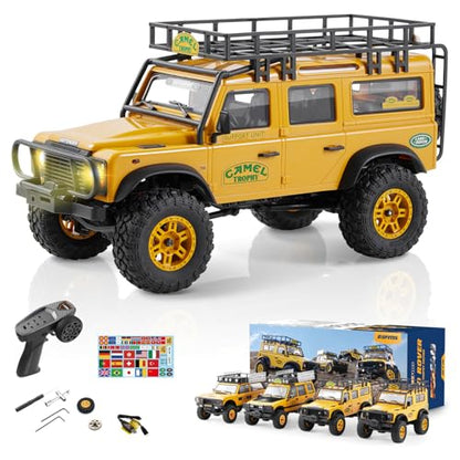 BEEZRC FMS 1/24 RC Crawler RTR FCX24M Land Rover Family Camel Trophy Edition Licensed RC Model 4WD RC Rock Truck 2.4Ghz Hobby Grade RC Car Model Mini Off Road Vehicle with Battery (Defender 110) - color: Defender 110