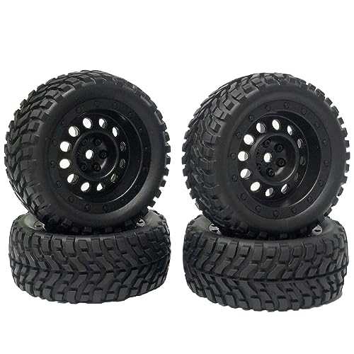 4PCS 75mm Rubber Tyres Tires with Foam Inserts and Plastic Wheel Rims 12mm Hex for 1/10 On-Road RC Drift Touring Car 1/14 1/16 1/18 Rally Car Replacement Parts(V-Black) - color: V-black
