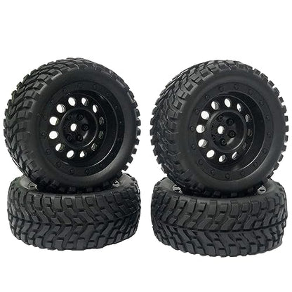 4PCS 75mm Rubber Tyres Tires with Foam Inserts and Plastic Wheel Rims 12mm Hex for 1/10 On-Road RC Drift Touring Car 1/14 1/16 1/18 Rally Car Replacement Parts(V-Black) - color: V-black