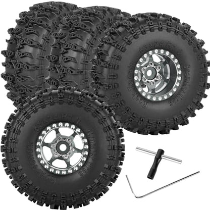 RC 1.0in Beadlock RC Truck Tires Wheels Tires for 1/18 1/24 Trx4m SCX24 RC Crawler.Aluminum 1.0in Beadlock Wheel Rim&1.0in Tires Tyres.Titanium(4PCS) - color: Titanium(4pcs）