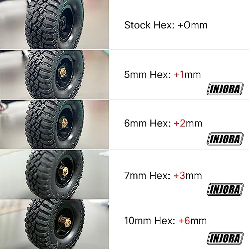 INJORA Brass Wheel Hex Hub 10 mm (+6 mm) Extender Adapter for TRX4M 1/18