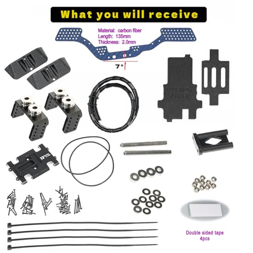 Carbon Fiber Chassis Kit for SCX24, 7° Angled Skid, LCG Chassis Kit for Axial SCX24 C10, JLU, Bronco, Deadbolt, Blue - color: Blue