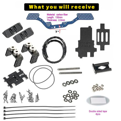 Carbon Fiber Chassis Kit for SCX24, 7° Angled Skid, LCG Chassis Kit for Axial SCX24 C10, JLU, Bronco, Deadbolt, Blue - color: Blue