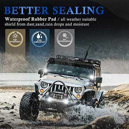 BUNKER INDUST Side Shooter LED Light Pods Wiring Harness Kit, 2 Pcs 4" Spot Flood LED Light Bar 60W Work Light Waterproof Cube Lights Off-Road Driving Bumper Light for ATV UTV Truck Boat Tractor - size: 4 Inch