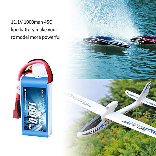 Gens ace 11.1V 1000mAh 3S 45C LiPo Battery Pack with T Plug for RC Plane Car Boat Truck Heli Airplane