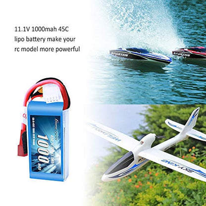 Gens ace 11.1V 1000mAh 3S 45C LiPo Battery Pack with T Plug for RC Plane Car Boat Truck Heli Airplane