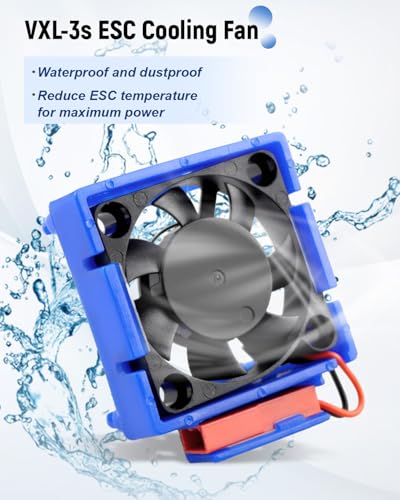 VXL-3s ESC Cooling Fan and Motor Dual Fan, Fit for 1/10 Traxxas Slash 4×4 VXL/Rustler 4X4 VXL/Stampede 4X4 VXL/Hoss 4×4 VXL/Velineon VXL 3s Cooling Fan, Black - color: Black