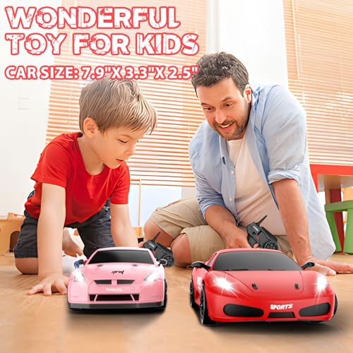 RC Drift Car, 2.4GHz Remote Control Cars 1/24 4WD High Speed Drift Car with LED Lights and Dritfing Tires Vehicle Racing Toy Cars for Boys Girls Adults Kids (Red) - color: E.bright Red