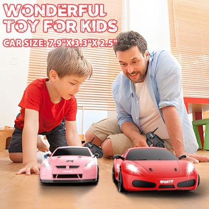 RC Drift Car, 2.4GHz Remote Control Cars 1/24 4WD High Speed Drift Car with LED Lights and Dritfing Tires Vehicle Racing Toy Cars for Boys Girls Adults Kids (Red) - color: E.bright Red