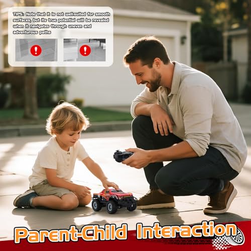 Remote Control Cool Off-Road Vehicle Truck, 2.4GHz RC Car with LED Lights, 1:20 Scale Off-Road Vehicle, Red RC Truck,Remote Control car from a Long Distance,Gifts for Children (RED) - color: Red