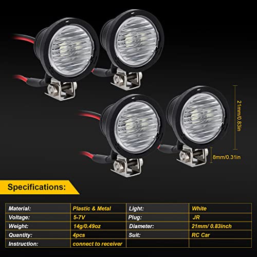 INJORA RC Crawler Lights LED Headlight for Axial TRX-4 TRX6 SCX10 90046 Wraith Redcat Gen8 1/10 RC Crawler Car,4PCS - size: B