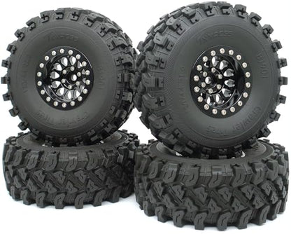 RC 1.9 Beadlock Wheels Negative Offsets 8mm and Tires for 1/10 SCX10 SCX10 SCX10 Pro TRX4 TRX6 Gen7/8 RC Crawler Remote Control Car Upgrades Aluminum 1.9 Beadlock Wheel Rims (Black) DK - color: Black