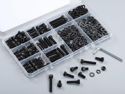 178Pcs M6 Screws Assortment Kit,Hex Socket Head Cap Screws Bolts Nuts Washer Set,12.9 Grade Alloy Steel,Black Oxide M6x 8/10/12/16/20/25/30mm,for 3D Printer,DIY Project - size: M6 178PCS Socket Black