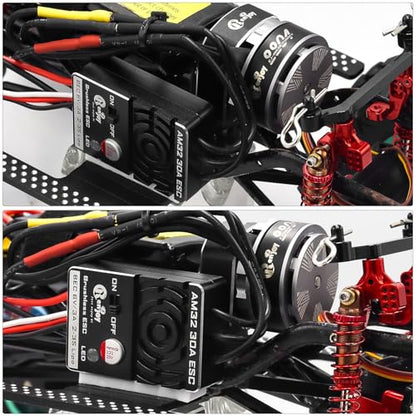 2204 2400KV Brushless Outrunner Motor with Transmission & 30A Brushless ESC Electric Speed Controller for Axial SCX24 1/24 Remote Control Car Crawler Truck (Titanium) - color: Titanium