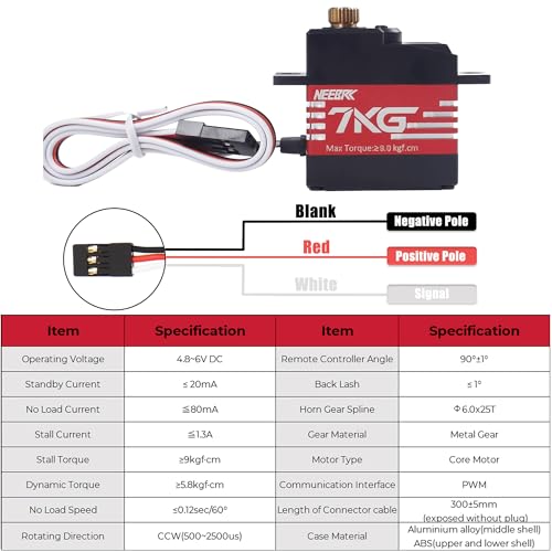 21G 7KG Digital Servo,Mini Servo Motor,Micro Servo High Torque Full Metal Gear RC Servo with 25T Servo Arm for 1/14 1/16 RC Car Robot Helicopte Boat Airplane Fixed-Wing