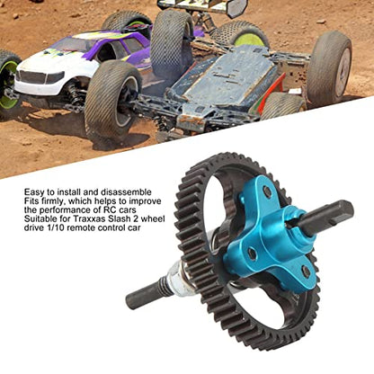 53T Aluminum Alloy Steel Hollow Differential Gear Complete Slipper Clutch, for TraxxasSlash 2 Wheel Drive 1/10 RC Car, 53T Differential Gear Slipper Clutch Assembly (Blue)
