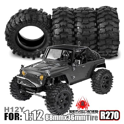 REDSPIDER 1.9'' Crawler Tires OD 88MM/3.46'' (4PCS) for 1/12 RC Crawler MJX H12Y+ MN-128 MN82S LC79 ﻿ (Tires)
