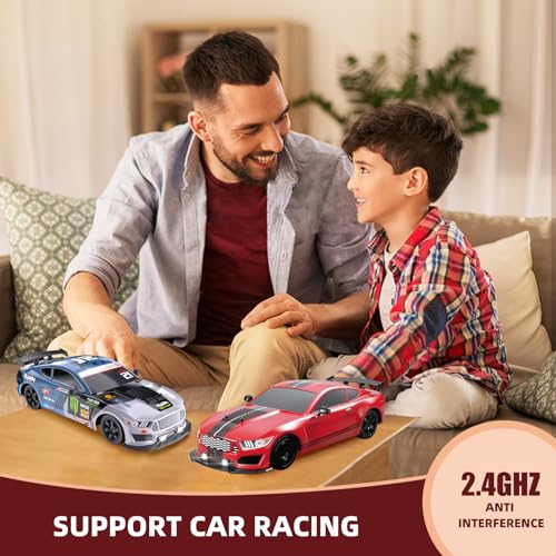 RC Drift Car, Drifting RC Car 2.4GHz 1:16 Remote Control Cars 4WD High Speed Racing Vehicle with LED Lights Two Batteries and Drifting Tires Racing Sport Toy Cars for Adults Boys Girls Kids - color: Black+wh