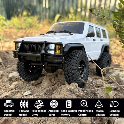 WPLDEWAN RC Rock Crawler RC Truck 4x4 1/18 Scale Remote Control Jeep RTR | All Terrain 370 Brushed Motor 2.4GHz Fully Proportional 3 Range Speed Light System Hobby Grade‌ Adult