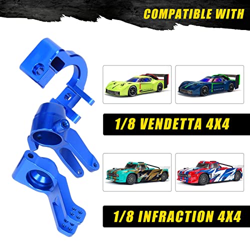 RCAWD for 1/8 ARRMA Vendetta 3S & Infraction 570 Mega teering Block& C-hubs& Rear Hub Set Upgrades Parts,Hopups for #ARA330686#ARA330685#ARA330687 Caster Knuckle Arm Spindle Carrier Stub Axle Blue - color: Blue