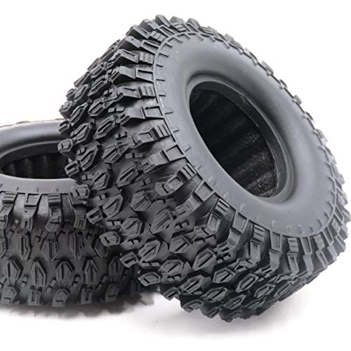 1.9inch RC Tires Soft Rubber Tyres Height 108mm / 4.25inch for RC Axial SCX10 and Other 1/10 1/12 Mud Crawler Truck, (4-Pack)