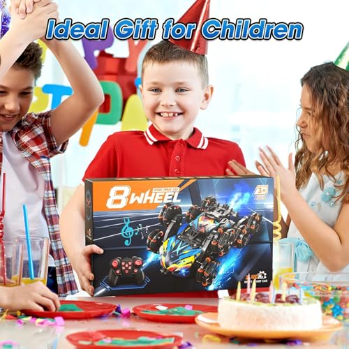 8WD Gesture Sensing Road Stunt Car, Remote Control Cars with LED Light, Music and Spray, Drift RC Car Toys Gifts for 6-12 Years Old Boys Girls