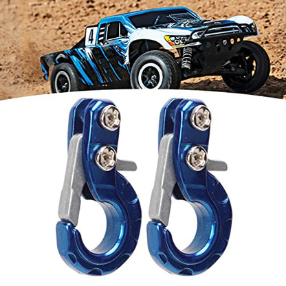RC Winch Trailer Hook Set 2Pcs, 0.9x0.5in/2.3x1.3cm | Aluminum Alloy | 1/10 Crawler Truck | SCX10 D90 Compatible | Simulation Design | RC Car Accessory(Blue) - color: Blue