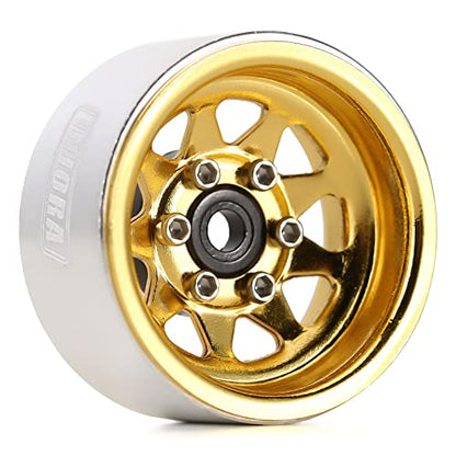 INJORA 1.0 Beadlock Wheel Stamped Steel Beadlock Deep Dish 1.0" Wheels for 1/18 TRX4M Axial SCX24 Gladiator Deadbolt Bronco C10 JLU Upgrade Parts(Yellow) - color: Yellow