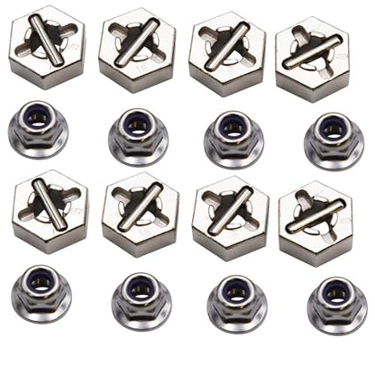 Blomiky 8 Pack 12mm Wheel Hub Hexes and 8 Pack M20101 Wheel Hex Pins and M40 M4 Wheel Locknuts Spare Parts for Some Kind of 1/10 1/12 1/14 1/16 1/18 Scales RC Truck / 9125 Hex Pin Locknuts 2