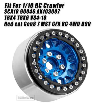RC 1.9" Beadlock Wheels Rims for 1/10 SCX10 90046 AX103007 TRX4 TRX6 D90 VS4-10 MST CFX Gen8 Gen7 RC Crawler,Alloy Aluminium 1.9 rc Wheel Rim w/Rings,Navy Blue w/Black - color: Navy Blue(4pcs)
