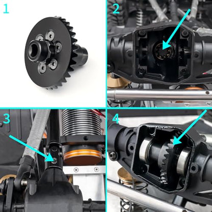 Diff Ring&Pinion Gear 32/9T 1.35M for Axial SCX6 JLU JeepTrail | Honcho AXI05000 AXI05001 1/6 RC Crawler Upgrade Parts Steel Front or Rear Spiral Cut Differential Gears - size: 32T/9T/1.35 Mod