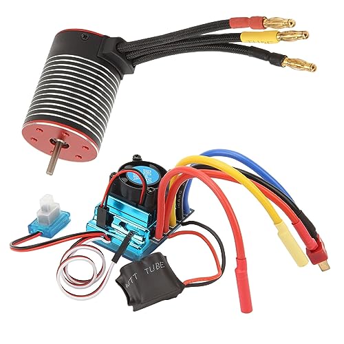 3650 Brushless Motor 120A ESC Combo, Professional Rotor Poles RC Brushless Motor ESC Set High Torsion for RC Car (5200KV)