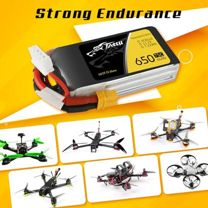 TATTU 3S1P 75C 11.1V 650mAh Lipo Battery Pack with XT30 Plug(2 Pcs)