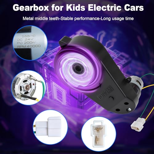 2Pcs 24V RS555 40000RPM Ride On Upgrade Motor Gearbox Powered Wheels Electric Motor 12V&18V&20V&24V High Speed Engine Kid Trax Upgrade Replacement Parts