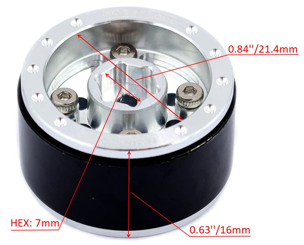 Adjustable Offset 1.0 beadlock Wheels Silver +1mm Positive & -3mm Negative Offset Heavy 1.0 Wheels Rims for RC Micro Crawler 1/18 Traxxas TRX4M Axial SCX24 AX24,(4-Pack) - color: Silver