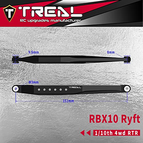 Treal Aluminum 7075 CNC Machined Rear Trailing Arms(2) for Axial 1/10 RBX10 Ryft (Purple) - color: Purple