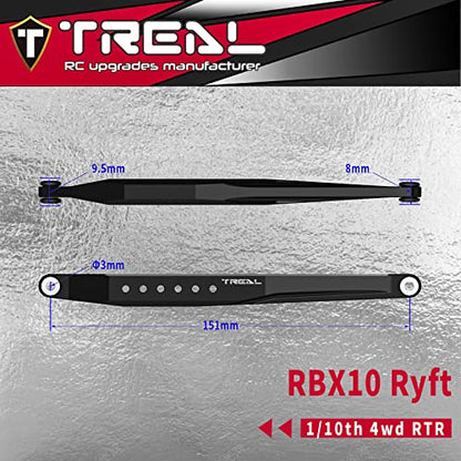 Treal Aluminum 7075 CNC Machined Rear Trailing Arms(2) for Axial 1/10 RBX10 Ryft (Purple) - color: Purple