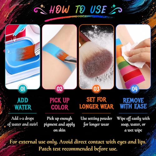 BOBISUKA 18 Color Water-Activated Cream Face Paint Palette, Washable Face & Body Painting Kit with Extra Black & White Pans and Brushes for Halloween, Cosplay, Carnival, SFX & Costume Makeup