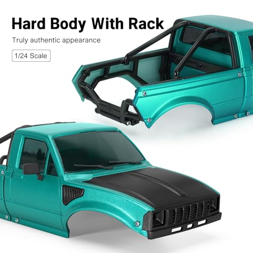 INJORA IR60-24 Body for SCX24 C10 Bronco Wrangler Base Camp 4Runner (Green) - color: Green