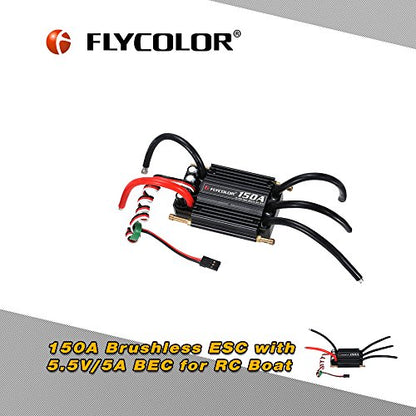Goolsky Flycolor Waterproof 150A Brushless ESC Electronic Speed Controller with 5.5V/5A BEC for RC Boat