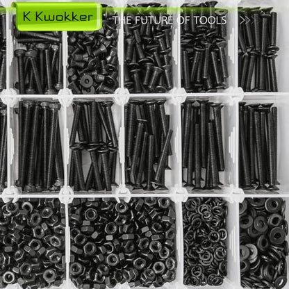 2540Pcs M3 Screw Kit 4MM to 35MM, M3 Socket Head Screws & Flat Head Screws, Upgraded Zinc Plated Assorted Nuts and Bolts Assortment Kit Black M3 Screws with Nuts, Washer and Lock Washers - size: K. M3