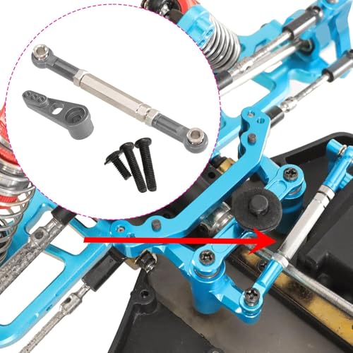 harayaa RC Car Steering Rod Adjustable Pull Rod Linkages Servo Linkage Rod Metal Front Rear Aluminum Alloy Upgrade Part for 1/10 RC Truck Accessories Suitable, Gray - color: Gray