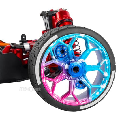 RC Highway Tires Wheel for 1/8 Typhon 6s BLX,1/7 Infraction 6S BLX,Limitless,4PCS RC Drift Tires Rubber RC Highway Wheel,Blue Pink - color: Blue Pink - (Highway Tires)