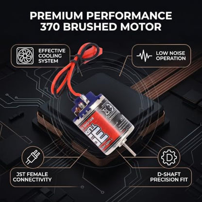 Drfeify RC Brushed Motor, 370 35T, Stainless Steel, 2.0mm D Shaft | JST Female Connector, Low Noise Vibration Precision, Heat Proof Pure Copper Windings, for RC Model Car
