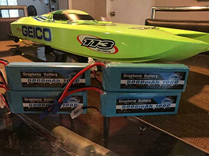 Yowoo 2 Packs Graphene Battery 5000mah 11.1V 3S 100C 3 Cell Battery Pack with EC5 Plug for Tracxas RC Cars Slash vxl Slash 4x4 vxl E-maxx Brushless Axial e-revo Brushless and Spartan Models - style: 3S 5000mAh EC5 (2 Pcak)
