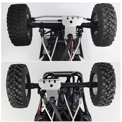 2PCS Aluminum Alloy Axle Protector Chassis Armor Front & Rear Skid Plate Compatible with 90018 90048 90053 1/10 RC Crawler Car Upgrade Parts (Silver) - color: Silver