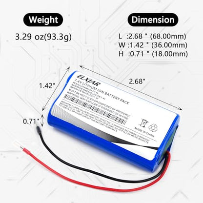 (2-Pack) 7.4V 2200mAh Rechargeable Battery Module with Bare Leads | Two-cell battery module with PCB protection for compatible LED lights, RC models and DIY electronics requiring bare leads.