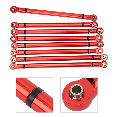 Plplaaoo RC Crawler Chassis Link Rod – 8 PCS Aluminum Alloy Link Rod Set, Chassis Linkage for SCX10 313mm Wheelbase, Fits Axial 90022 90047 1/10 Scale RC Car Crawler, Red - color: Red