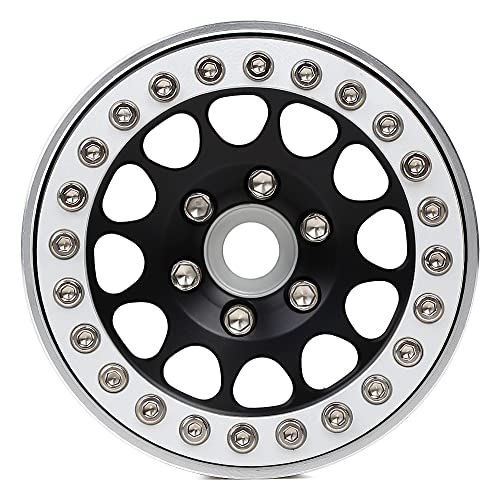 INJORA RC Rims 4pcs 1.9 Inch Beadlock RC Wheel Rim Set Wheel Hub for 1:10 RC Crawler Axial SCX10 SCX10 II 90046 SCX10 III AXI03007 TRX4 D90 SCX10 Pro (Silver&Black) - color: Silver&black