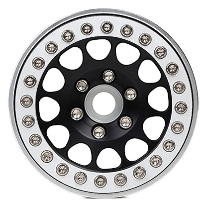 INJORA RC Rims 4pcs 1.9 Inch Beadlock RC Wheel Rim Set Wheel Hub for 1:10 RC Crawler Axial SCX10 SCX10 II 90046 SCX10 III AXI03007 TRX4 D90 SCX10 Pro (Silver&Black) - color: Silver&black
